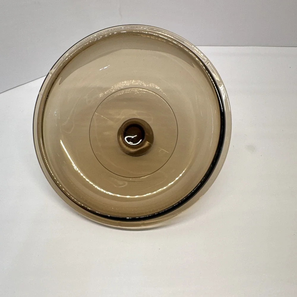 Brown Glass Round Casserole Lid with Knob Handle, Solid Color